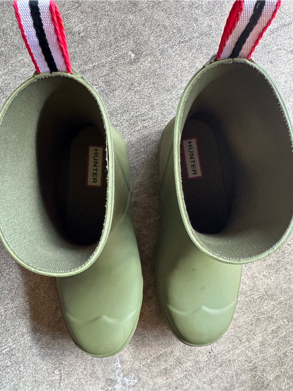 Hunter Olive Green Waterproof Rain Boots with Logo Patch - Picture 3 of 6
